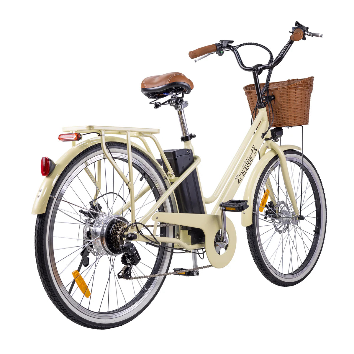 NAKTO Classic Step-Through Electric Bike with Basket & Rear Rack