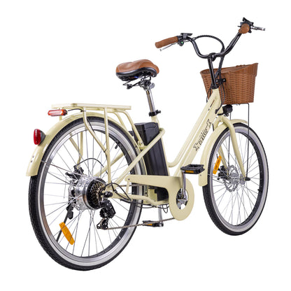NAKTO Classic Step-Through Electric Bike with Basket & Rear Rack