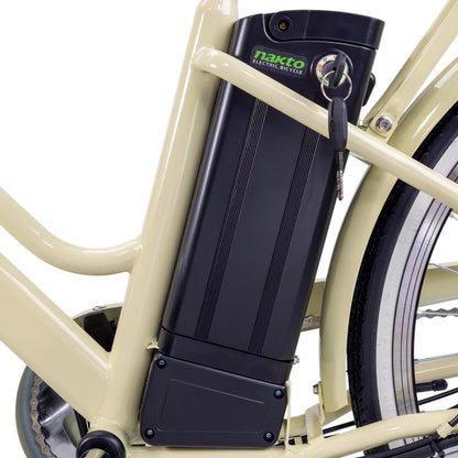 NAKTO Classic Step-Through Electric Bike with Basket & Rear Rack