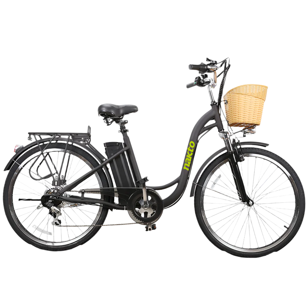 NAKTO Camel Step-Thru Electric Bike with Basket & Rear Rack
