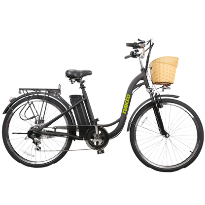 NAKTO Camel Step-Thru Electric Bike with Basket & Rear Rack