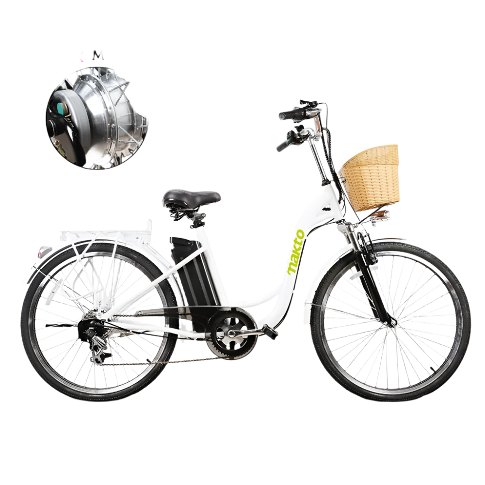 NAKTO Camel Step-Thru Electric Bike with Basket & Rear Rack