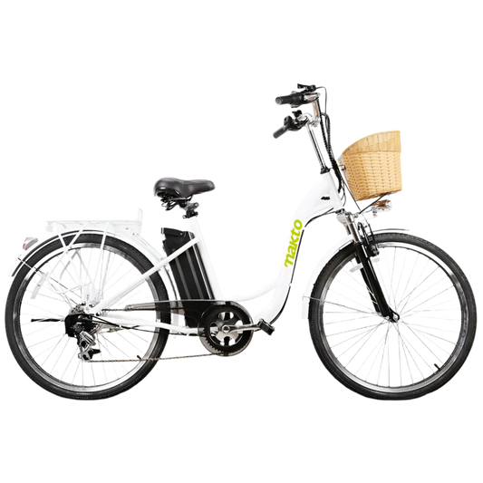 NAKTO Camel Step-Thru Electric Bike with Basket & Rear Rack