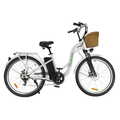 NAKTO Camel Step-Thru Electric Bike with Basket & Rear Rack