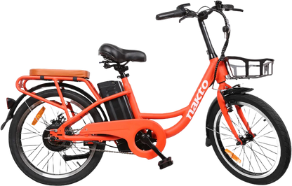 NAKTO Pony Utility Electric Bike with Basket & Rear Passenger Seat
